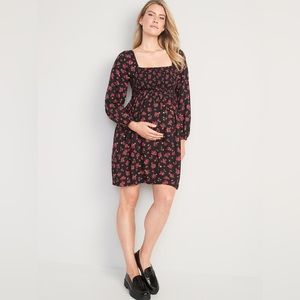 NWT Maternity Fit & Flare Long-Sleeve Square-Neck Dress